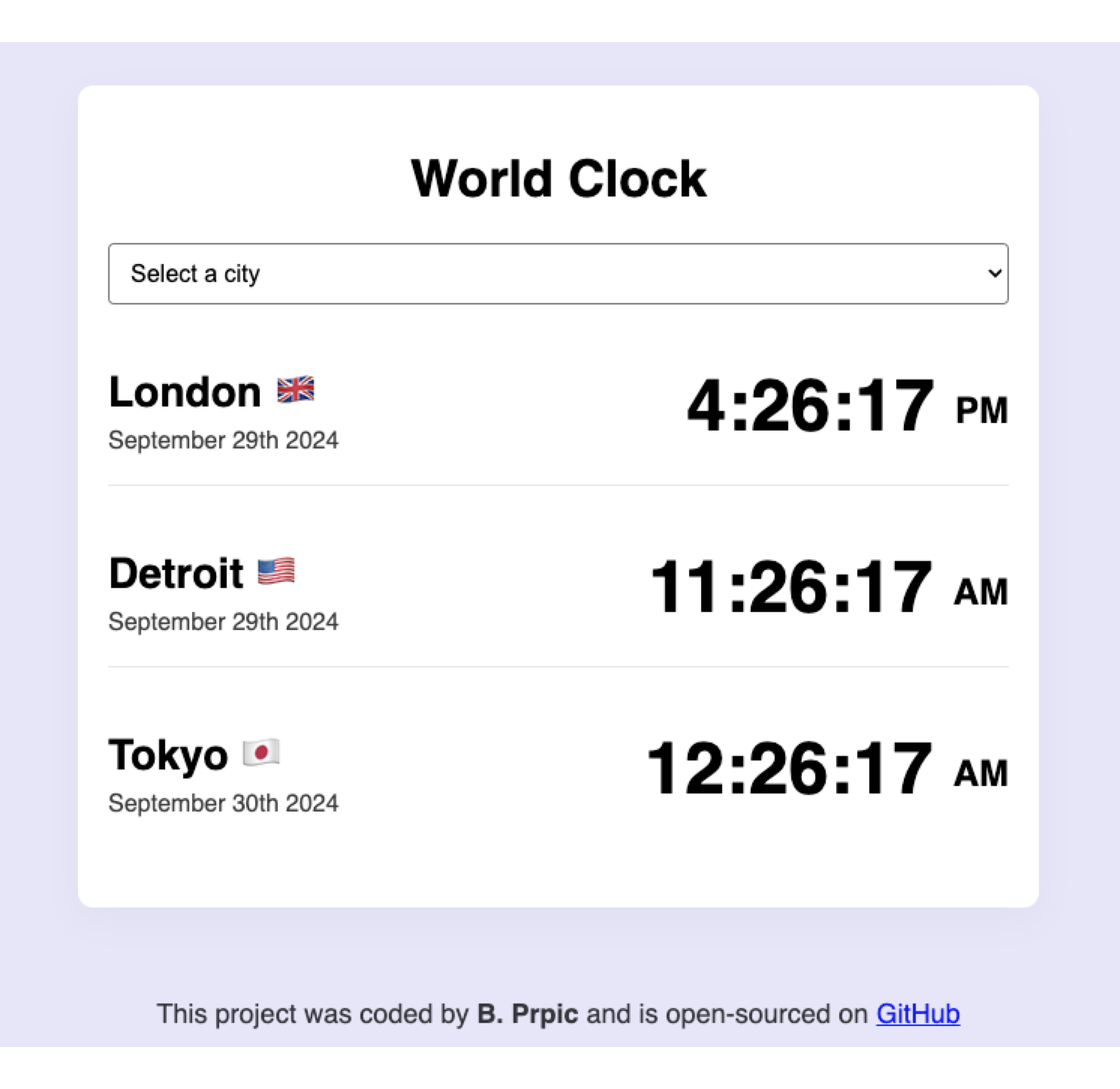 Bridgette's World Clock Project